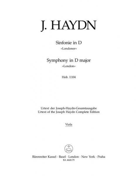 Sinfonie D-Dur Nr.104 Hob.I:104 für Orchester