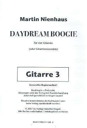 Daydream Boogie für 4 Gitarren (Ensemble) Partitur und Stimmen