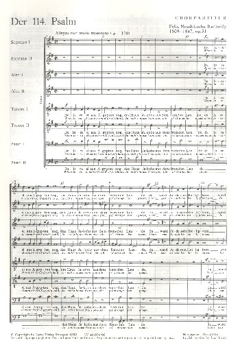 Der 114. Psalm op.51 für Doppelchor und Orchester