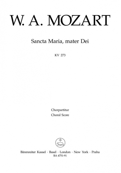 SANCTA MARIA MATER DEI KV273 FUER GEM CHOR, ORCHESTER UND ORGEL