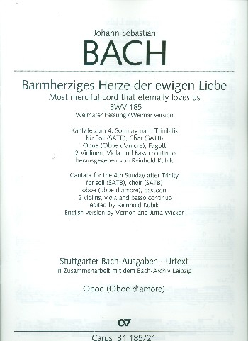 Barmherziges Herze der ewigen Liebe (Weimarer Fassung) Kantate Nr.185 BWV185