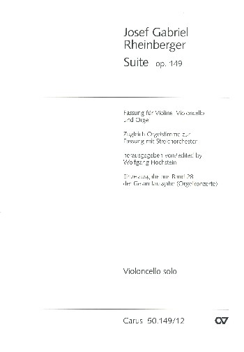 Suite c-Moll op.149 für Violine, Violoncello, Orgel und Streicher