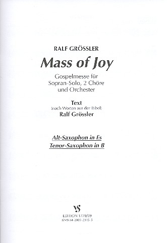 Mass of Joy für Sopran, 2 Chöre und Orchester