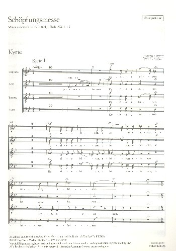 Schöpfungsmesse B-Dur Hob.XXII:13 für Soli, (SATB), Chor und Orchester