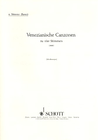 Venezianische Canzonen für 4 beliebige Instrumente (Fidel-, Gamben-, Blockflöten-, Lauten-, G