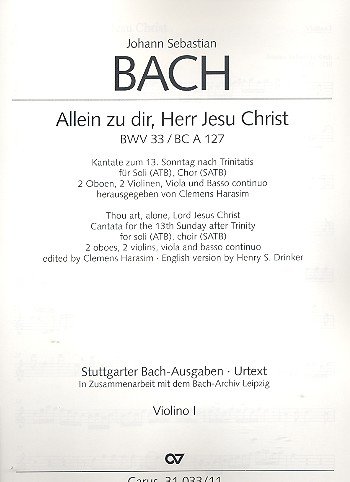 Allein zu dir Herr Jesu Christ Kantate Nr.33 BWV33