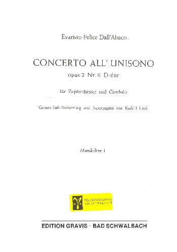 Concerto all unisono D-Dur op.2,6 für Cembalo und Zupforchester