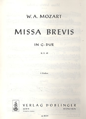 Missa brevis G-Dur KV49 für Soli, Chor, Streicher und Orgel