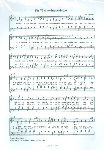 Die Weihnachtsgeschichte für 1-4-stimmigen Chor und Tasteninstrument (Instrumente ad lib)