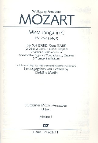 Missa longa in C KV262 für Soli, gem Chor und Orchester