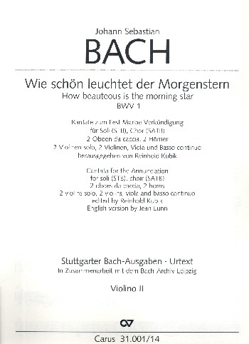 Wie schön leuchtet der Morgenstern Kantate Nr.1 BWV1