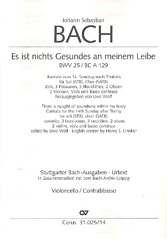 Es ist nichts Gesundes an meinem Leibe Kantate Nr.25 BWV25