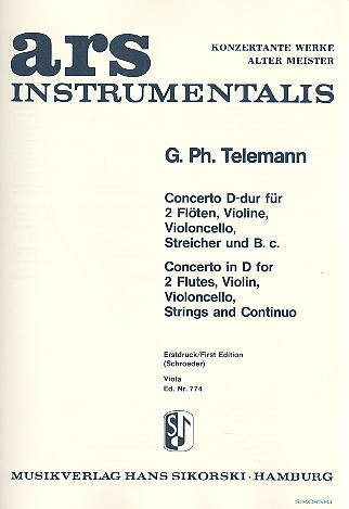 Concerto D-Dur für 2 Flöten, Violine, Violoncello und Streicher