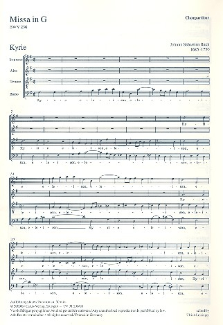 Missa G-Dur BWV236 für Soli (SATB), Chor und Orchester,