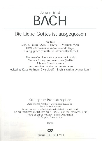 DIE LIEBE GOTTES IST AUSGEGOSSEN FUER S SOLO, SATB CHOR UND ORCHE-