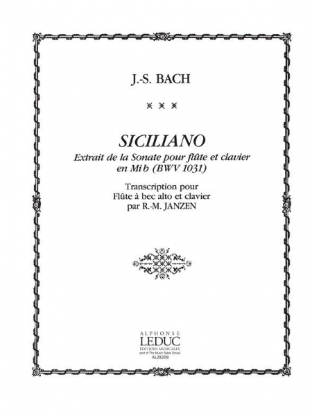 Siciliano pour flute a bec alto et clavier extrait de la sonate mib majeur BWV1031