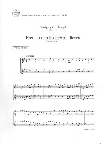 Freuet euch im Herrn allezeit für gem Chor, 2 Violinen und Bc