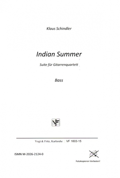 Indian Summer für 4 Gitarren, Bass und Percussion