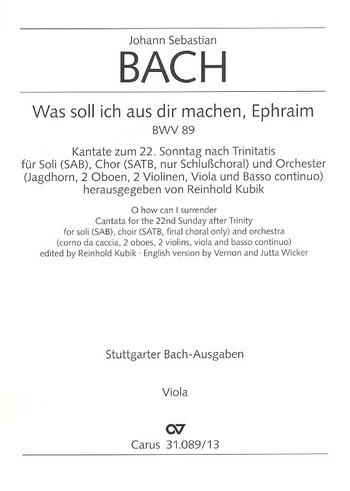 Was soll ich aus dir machen, Ephraim für Soli (SAB), gem Chor, Orchester und Bc