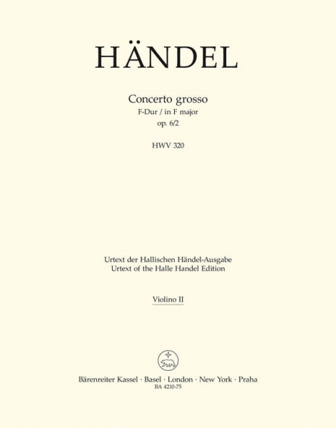 Concerto grosso F-Dur op.6,2 HWV320 für Orchester