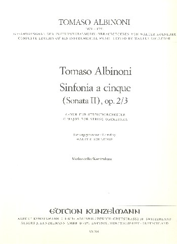 Sinfonia a cinque C-Dur op.2,3 (Sonata Nr.2) für Streichorchester