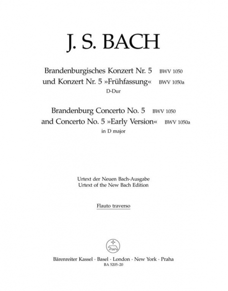 Brandenburgisches Konzert D-Dur BWV1050 (BWV1050a) für Flöte, Violine, Cembalo und Orchester