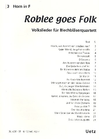 Roblee goes Folk für Posaunenchor (Blechbläser-Ensemble)