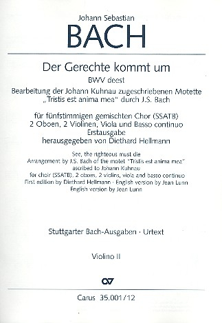 Der Gerechte kommt um für ssatb Chor und Orchester, bwv deest