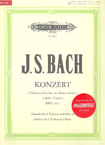 Konzert d-Moll BWV1043 für 2 Violinen und Streichorchester (+CD) für 2 Violinen und Klavier