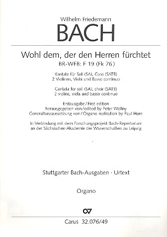 Wohl dem, der den Herren fürchtet FK76 für Soli, gem Chor, 2 Violinen, Viola und Bc