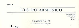 Konzert E-Dur L&#039;Estro Armonico op.3,12 RV265 für Violine, Streicher und Bc