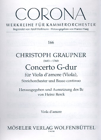 Concerto G-Dur für Viola d&#039;amore, Streicher und Bc