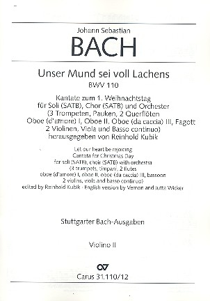 Unser Mund sei voll des Lachens Kantate Nr.110 BWV110