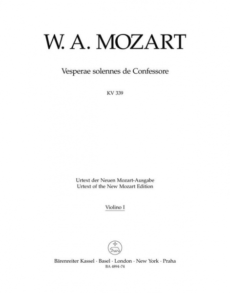 Vesperae solennes de Confessore KV339 für Soli, Chor und Orchester