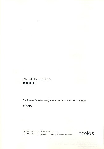 Kicho für Bandoneon, Violine, Gitarre, Kontrabass und Klavier