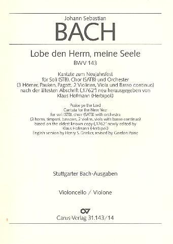 Lobe den Herrn, meine Seele Kantate Nr.143 Nr.143