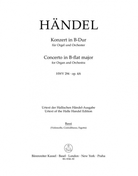 KONZERT B-DUR OP.4,6 HWV294 FUER ORGEL UND ORCHESTER