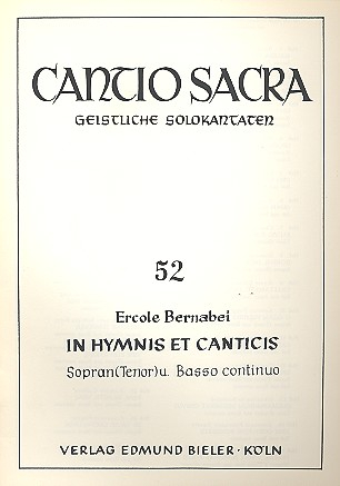 In hymnis et canticis fü Sopran (Tenor) und Bc