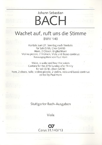 Wachet auf ruft uns die Stimme Kantate Nr.140 BWV140