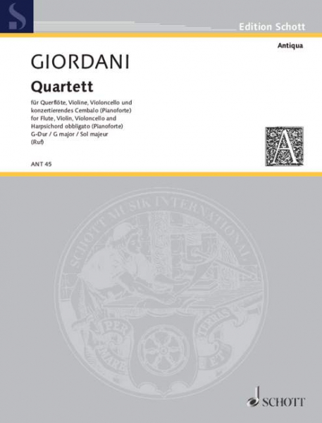 Quartett G-Dur op. 3/1 für Flöte, Violine, Violoncello und Cembalo (Klavier)