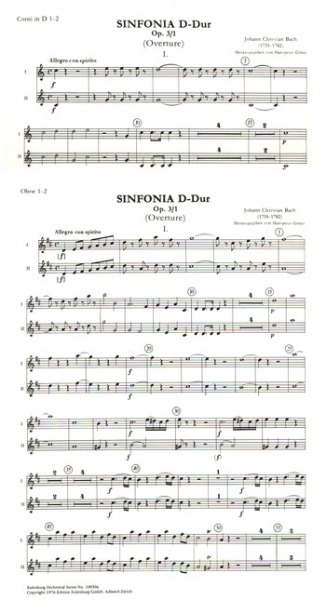 Sinfonia D-Dur op.3,1 für Orchester