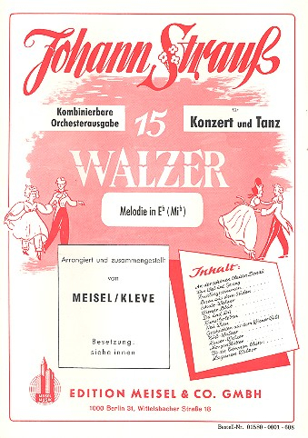 15 Walzer für Konzert und Tanz für Salonorchester