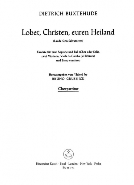 Lobet, Christen, euren Heiland für 2 Soprane und Bass, 2 Violinen, Viola da Gamba ad lib und Bc