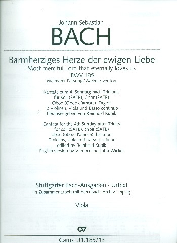 Barmherziges Herze der ewigen Liebe (Weimarer Fassung) Kantate Nr.185 BWV185