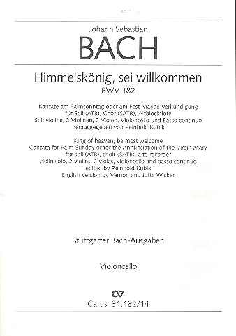 Himmelskönig sei willkommen BWV182 für Soli, gem Chor und Orchester