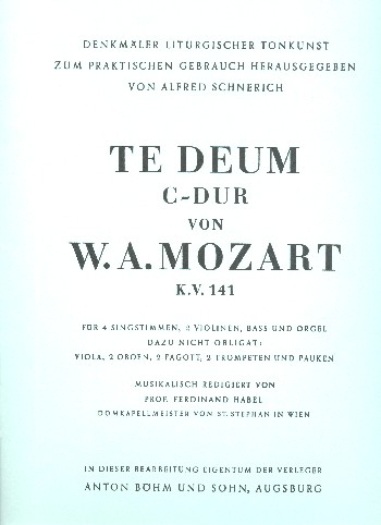 Te Deum KV141 für gem Chor und Orchester