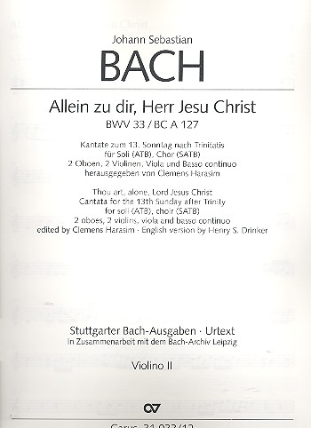 Allein zu dir Herr Jesu Christ Kantate Nr.33 BWV33