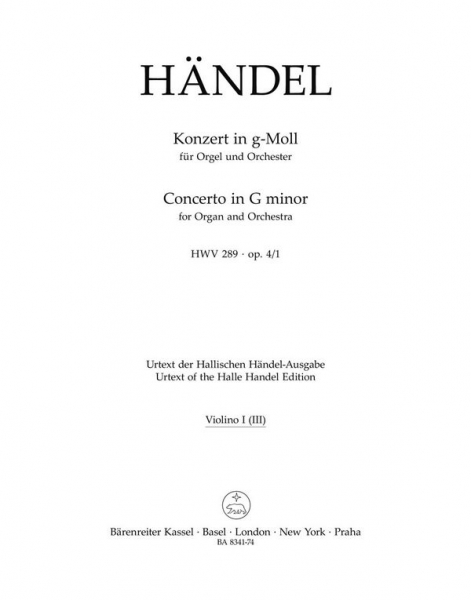 Konzert g-Moll HWV289 op.4,1 für Orgel und Orchester