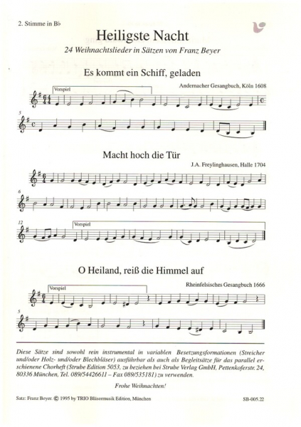 Heiligste Nacht für 4 Instrumente (Ensemble) (Chor ad lib)