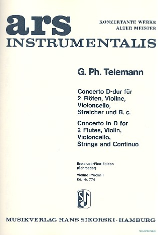 Concerto D-Dur für 2 Flöten, Violine, Violoncello und Streicher